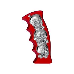 UNITED PACIFIC - UNITED PACIFIC - 70815B - POMO DE CAMBIO DE ENGRANAJES CON MANGO DE PISTOLA CON CALAVERAS ROSCADAS - ROJO CARAMELO CON CALAVERAS CROMADAS - Image 3