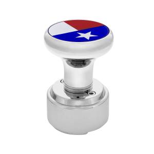 UNITED PACIFIC - 70825 - PERILLA DE CAMBIO DE ENGRANAJES CON ADAPTADOR DE VELOCIDAD 9/10 Y PEGATINA CON LA BANDERA DE TEXAS - CROMADA