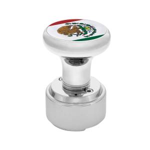 UNITED PACIFIC - 70826 - POMO DE CAMBIO DE MARCHAS A ROSCA CON ADAPTADOR DE 9/10 VELOCIDADES Y PEGATINA BANDERA DE MÉXICO - CROMADO