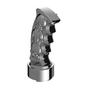 UNITED PACIFIC - 70834 - POMO DE CAMBIO DE MARCHAS CON PUÑO DE PISTOLA SKULLS CON ADAPTADOR CROMADO DE 9/10 VELOCIDADES - CROMADO