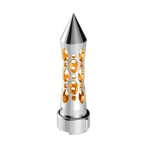 UNITED PACIFIC - 70922 - PERILLA DE CAMBIO DE ENGRANAJES CON PICO ESTILO DAYTONA CON ADAPTADOR LED DE 9/10 VELOCIDADES - LED CROMADO/ÁMBAR