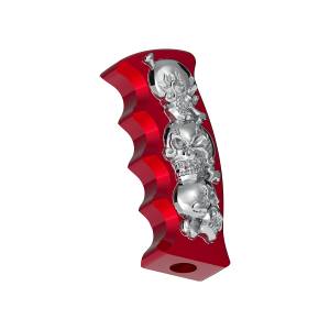 UNITED PACIFIC - UNITED PACIFIC - 70815B - POMO DE CAMBIO DE ENGRANAJES CON MANGO DE PISTOLA CON CALAVERAS ROSCADAS - ROJO CARAMELO CON CALAVERAS CROMADAS - Image 6