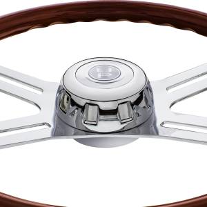 UNITED PACIFIC - UNITED PACIFIC - 88178 - VOLANTE DE MADERA ESTILO DE 4 RADIOS DE 18" CON BUJE Y KIT DE BOTÓN DE BOCINA PARA PETERBILT (2006+) Y KENWORTH (2003+) - Image 3