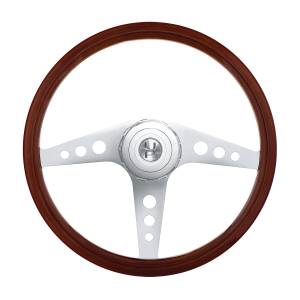 UNITED PACIFIC - 88181 - VOLANTE DE MADERA ESTILO GT DE 18" CON BUJE Y KIT DE BOTÓN DE BOCINA PARA PETERBILT (2003+) Y KENWORTH (2003+)
