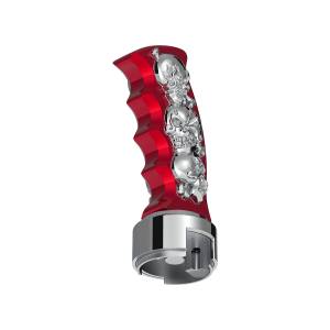 UNITED PACIFIC - UNITED PACIFIC - 70845 - POMO DE CAMBIO DE MARCHAS CON MANGO DE PISTOLA THREAD-ON SKULLS CON ADAPTADOR DE VELOCIDAD 13/15/18 - ROJO CANDY/CROMO - Image 6