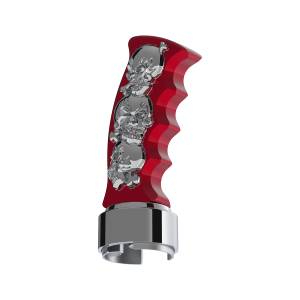 UNITED PACIFIC - UNITED PACIFIC - 70845 - POMO DE CAMBIO DE MARCHAS CON MANGO DE PISTOLA THREAD-ON SKULLS CON ADAPTADOR DE VELOCIDAD 13/15/18 - ROJO CANDY/CROMO - Image 10