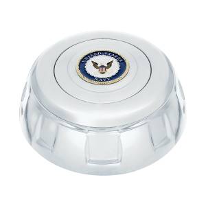UNITED PACIFIC - UNITED PACIFIC - 88195 - BOTÓN DE BOCINA DEL VOLANTE DE ALUMINIO CROMADO CON MEDALLÓN DE METAL, US NAVY - Image 1