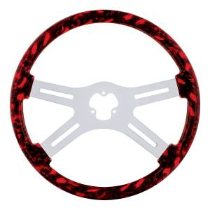 UNITED PACIFIC - UNITED PACIFIC - 88236 - VOLANTE 18" SKULL SÓLO CON ACABADO HYDRO-DIP MADERA - ROJO - Image 1