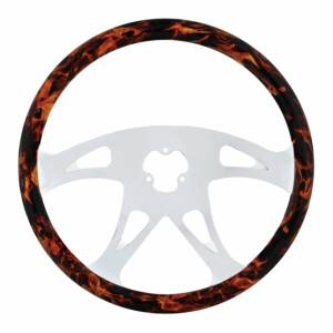 UNITED PACIFIC - UNITED PACIFIC - 88249 - VOLANTE 18" FLAME ACABADO HYDRO-DIP MADERA - BOSS - Image 1