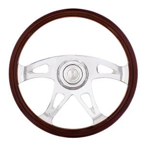 UNITED PACIFIC - 88311 - VOLANTE BOSS DE 18" CON BISEL DE BOCINA CROMADO Y BOTÓN DE BOCINA - MADERA