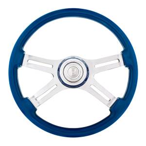 UNITED PACIFIC - 88313 - VOLANTE DE 18" Y 4 RADIOS CON BISEL DE BOCINA A JUEGO - AZUL ELÉCTRICO