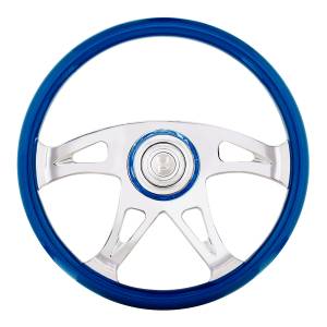 UNITED PACIFIC - 88315 - VOLANTE BOSS DE 18" CON BISEL DE BOCINA A JUEGO DE COLOR - AZUL ELÉCTRICO