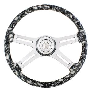 UNITED PACIFIC - 88317 - VOLANTE SKULL DE 18" Y 4 RADIOS CON BISEL DE BOCINA DE SKULL A JUEGO - BLANCO
