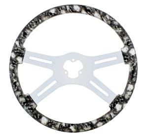 UNITED PACIFIC - UNITED PACIFIC - 88234 - VOLANTE 18" SKULL SOLO CON ACABADO HYDRO-DIP MADERA - BLANCO/GRIS - Image 2