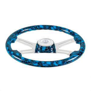 UNITED PACIFIC - UNITED PACIFIC - 88318 - VOLANTE SKULL DE 18" Y 4 RADIOS CON BISEL DE BOCINA DE SKULL A JUEGO - AZUL - Image 4