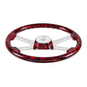 UNITED PACIFIC - UNITED PACIFIC - 88319 - VOLANTE SKULL DE 18" Y 4 RADIOS CON BISEL DE BOCINA DE SKULL A JUEGO - ROJO - Image 4