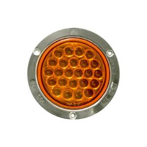 ATM - 1007A - PLAFON ATM 24 LEDS AMBAR REDONDO 4" BISEL ACERO INOXIDABLE CROMADO 12-24V