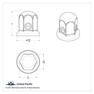 UNITED PACIFIC - UNITED PACIFIC - 10031 - TAPA DE TUERCA ESTÁNDAR DE ACERO CROMADO DE 33MM X 2" CON BRIDA - Image 5