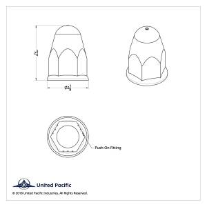 UNITED PACIFIC - UNITED PACIFIC - 10046 - TAPAS DE TUERCA DE BALA RANURADAS DE PLÁSTICO CROMADO DE 1-1/2" X 2-3/4" CON BRIDA - A PRESIÓN (CAJA DE COLOR DE 20) - Image 8