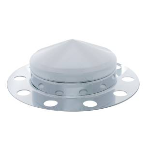 UNITED PACIFIC - 10126 - KIT DE 3 PIEZAS DE TAPA DE EJE DELANTERO PUNTA CROMADA PARA TAPA DE TUERCA DE 33 MM - RUEDA DE ACERO/ALUMINIO (10 AGUJEROS)