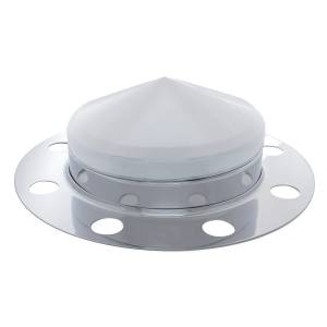 UNITED PACIFIC - 10137 - KIT DE 3 PIEZAS DE TAPA DE EJE DELANTERO EN PUNTA CROMADA PARA TAPA DE TUERCA DE 33 MM - RUEDA DE ACERO/ALUMINIO (8 AGUJEROS)