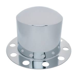 UNITED PACIFIC - 10223 - CUBIERTA CROMADA DEL EJE TRASERO KIT DE 2 PIEZAS PARA TAPA DE TUERCA DE 33 MM - RUEDA DE ACERO/ALUMINIO (10 AGUJEROS)