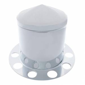 UNITED PACIFIC - 10224 - KIT DE 3 PIEZAS DE CUBIERTA DE EJE TRASERO PUNTA CROMADA PARA TAPA DE TUERCA DE 1-1/2" - RUEDA DE ACERO