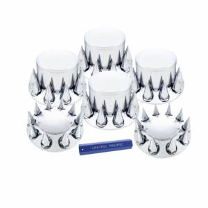 UNITED PACIFIC - 10307 - KIT COMBINADO DE TAPA DE EJE DOMO CON TAPAS DE TUERCA ROSCABLES DE PICO DE 33 MM Y HERRAMIENTA PARA TAPA DE TUERCA - CROMADO