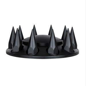 UNITED PACIFIC - UNITED PACIFIC - 10341 - TAPA DE EJE DELANTERO DOMO CON TAPAS DE TUERCAS ROSCABLES DE PICO DE 33 MM - NEGRO MATE - Image 3
