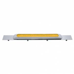 UNITED PACIFIC - 10391 - PLACA DE GUARDABARROS SUPERIOR CROMADA CON BISEL Y BARRA DE LUCES DE 11 LED DE 17" - LED ÁMBAR/LENTE ÁMBAR (CADA UNO)