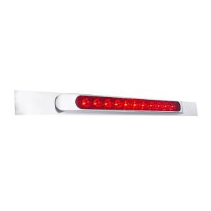 UNITED PACIFIC - 10392 - PLACA DE GUARDABARROS SUPERIOR CROMADA CON BISEL Y BARRA DE LUCES DE 11 LED DE 17" - LED ROJO/LEENTE ROJA (CADA UNO)