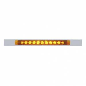 UNITED PACIFIC - 10395 - PLACA DE GUARDABARROS SUPERIOR CROMADA CON BARRA DE LUCES DE 11 LED DE 17" - LED ÁMBAR/LEENTE ÁMBAR (CADA UNO)