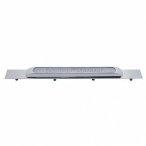 UNITED PACIFIC - 10398 - PLACA DE GUARDABARROS SUPERIOR CROMADA CON BARRA DE LUCES DE 11 LED DE 17" - LED ROJO/LENTE TRANSPARENTE (CADA UNO)