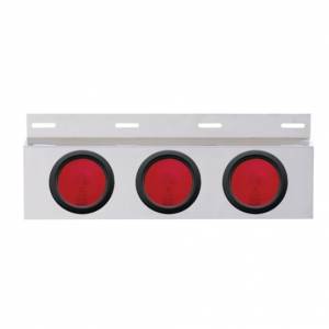 UNITED PACIFIC - 10641 - PLACA DE GUARDABARROS SUPERIOR DE INOXIDABLE CON TRES LUCES DE 4" Y OJAL - LENTE ROJA (CADA UNO)