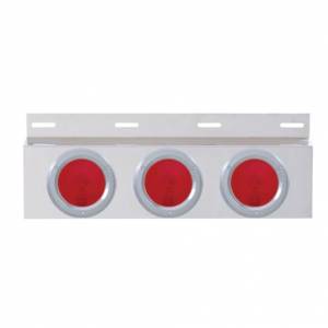 UNITED PACIFIC - 10642 - PLACA DE GUARDABARROS SUPERIOR DE INOXIDABLE CON TRES LUCES DE 4" Y BISEL - LENTE ROJA (CADA UNO)