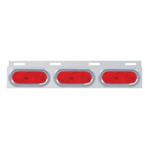 UNITED PACIFIC - 10658 - PLACA DE GUARDABARROS SUPERIOR DE INOXIDABLE CON 3 LUCES OVALADAS Y VISERA - LENTE ROJA (CADA UNO)