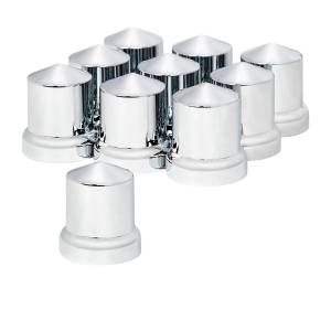 UNITED PACIFIC - 10771 - TAPAS DE TUERCAS EN PUNTA DE PLÁSTICO CROMADO DE 33 MM X 2-1/4" - A PRESIÓN CON BRIDA (CAJA DE COLOR DE 10)
