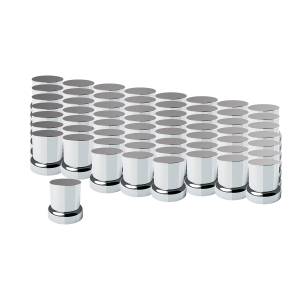 UNITED PACIFIC - 10772CB - TAPAS DE TUERCAS SUPERIORES PLANAS DE PLÁSTICO CROMADO DE 33 MM X 2" CON BRIDA - A PRESIÓN (CAJA DE COLOR DE 60)