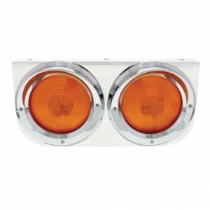 UNITED PACIFIC - 20390 - SOPORTE DE LUCES DE INOXIDABLE CON 2 LUCES Y VISORES DE 4" - LENTE ÁMBAR