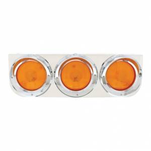 UNITED PACIFIC - 20391 - SOPORTE DE LUCES DE INOXIDABLE CON 3 LUCES Y VISORES DE 4" - LENTE ÁMBAR