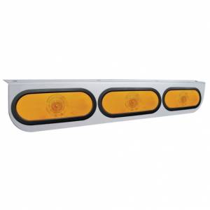UNITED PACIFIC - 20408 - SOPORTE DE LUZ DE ACERO INOXIDABLE CON 3 LUCES Y OJALES OVALADOS DE 6" - LENTE ÁMBAR