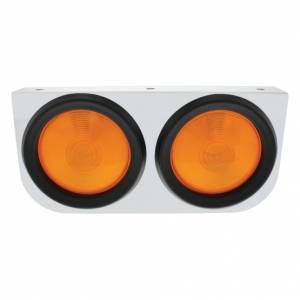 UNITED PACIFIC - 20426 - SOPORTE DE LUZ DE ACERO INOXIDABLE CON 2 LUCES DE 4" Y OJALES - LENTE ÁMBAR