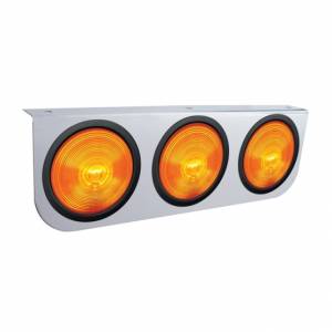 UNITED PACIFIC - 20429 - SOPORTE DE LUZ DE ACERO INOXIDABLE CON 3 LUCES DE 4" Y OJALES - LENTE ÁMBAR