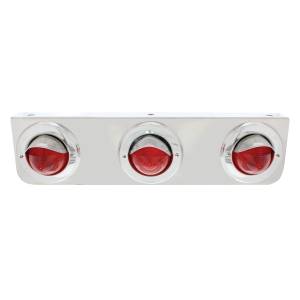 UNITED PACIFIC - 20495 - SOPORTE DE ACERO INOXIDABLE CON 3 LUCES DE LIQUIDACIÓN ROJAS BEEHIVE Y BISELES DE VISERA