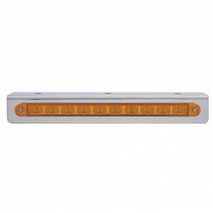 UNITED PACIFIC - 20761 - SOPORTE DE LUZ DE ACERO INOXIDABLE DE 9-3/4" CON 10 LED BARRA DE LUCES DE 9" - LED ÁMBAR/LENTE ÁMBAR