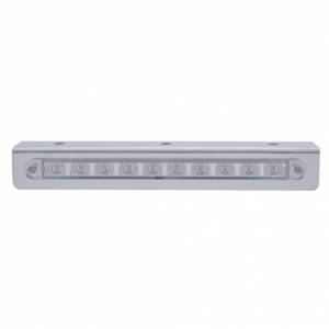 UNITED PACIFIC - 20764 - SOPORTE DE LUZ DE ACERO INOXIDABLE DE 9-3/4" CON 10 LED BARRA DE LUCES DE 9" - LED ROJO/LENTE TRANSPARENTE