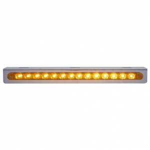 UNITED PACIFIC - 20771 - SOPORTE DE LUZ DE ACERO INOXIDABLE DE 12-3/4" CON 14 LED BARRA DE LUCES DE 12" - LED ÁMBAR/LENTE ÁMBAR