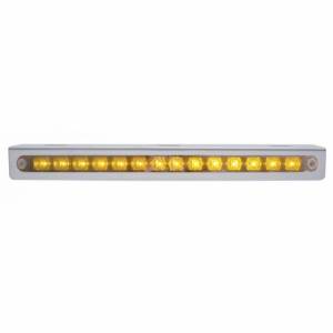 UNITED PACIFIC - 20790 - SOPORTE DE LUZ DE ACERO INOXIDABLE DE 12-3/4" CON 14 LED BARRA DE LUCES DE 12" - LED ÁMBAR/LENTE CROMADA