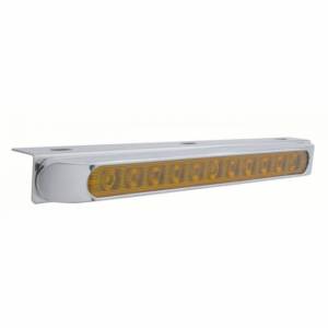UNITED PACIFIC - 20905 - SOPORTE DE LUZ DE ACERO INOXIDABLE DE 17-5/16" CON 11 LED BARRA DE LUCES DE 17" Y BISEL - LED ÁMBAR/LENTE ÁMBAR