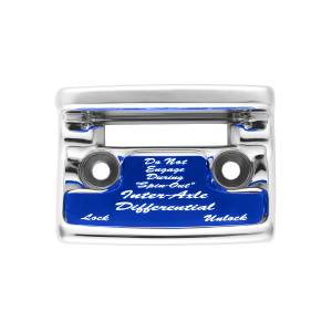 UNITED PACIFIC - 21010 - PROTECCIÓN DEL INTERRUPTOR DE DIFERENCIAL/EJE DE PLÁSTICO CROMADO CON ETIQUETA BRILLANTE PARA FREIGHTLINER CLASSIC-AZUL 1990-2010